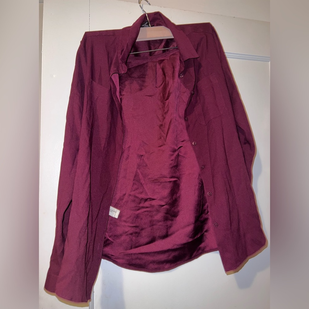 Ann Taylor burgundy button down shirt